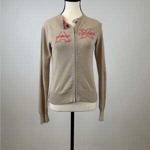 Armani Exchange Women's Beige Zip-Up Sweater